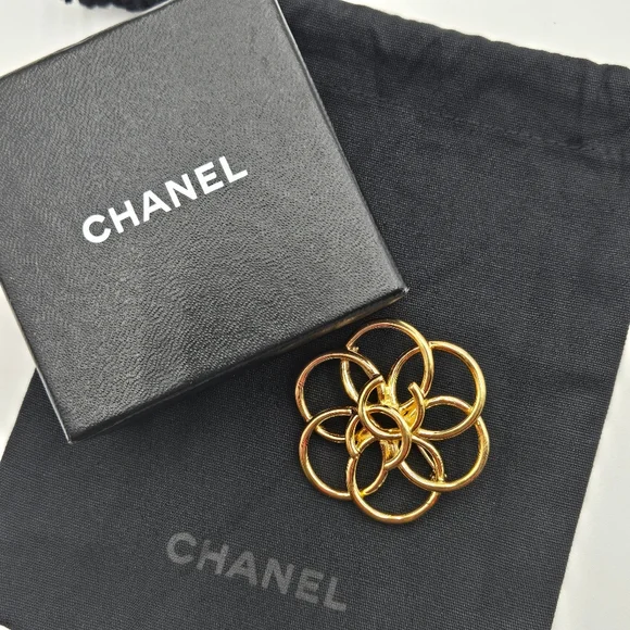 #5 Chanel Flower Brooch Centered with CC Logo, 1996